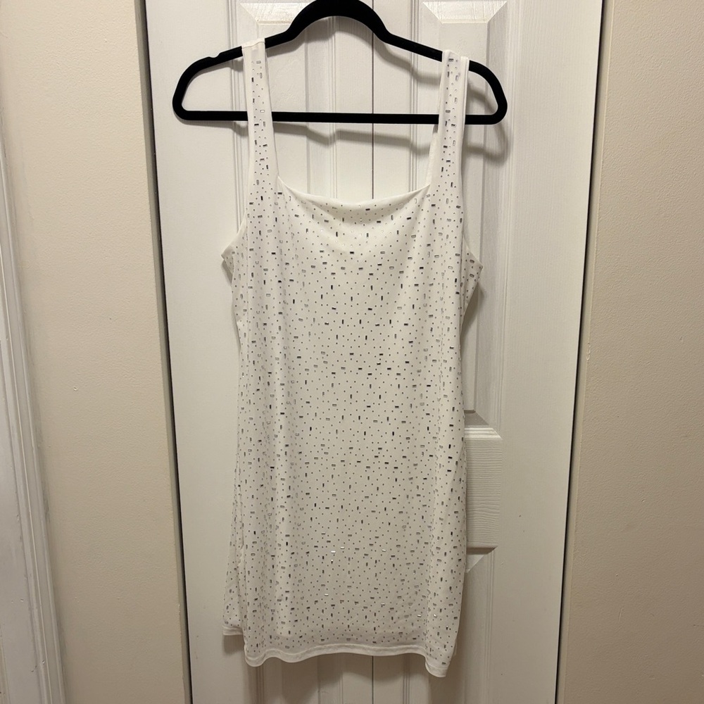 White Mini Dress with Silver Accents